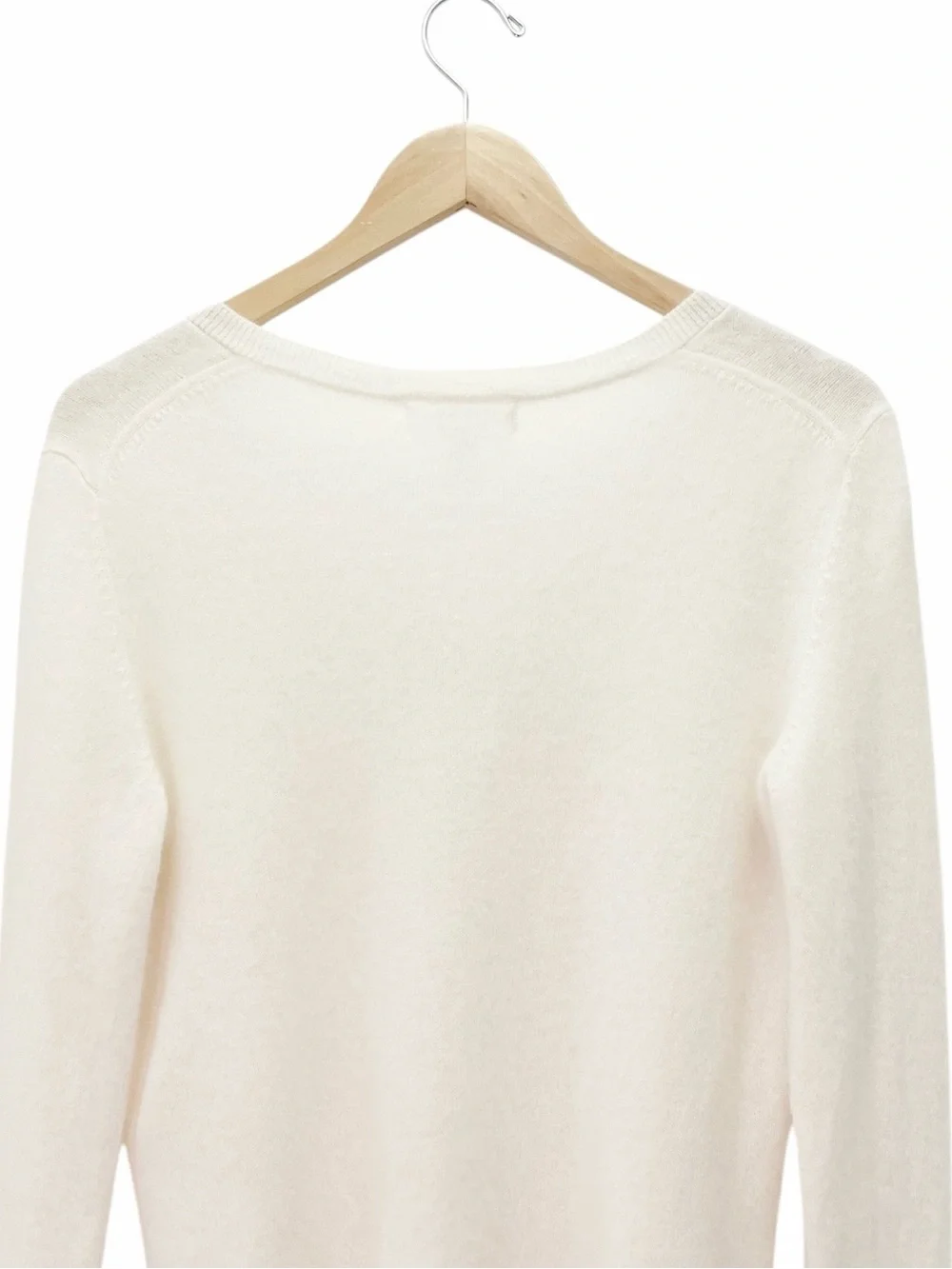 Nordstrom 100% Cashmere Sweater Large Ivory White V Neck Lightweight Pullover